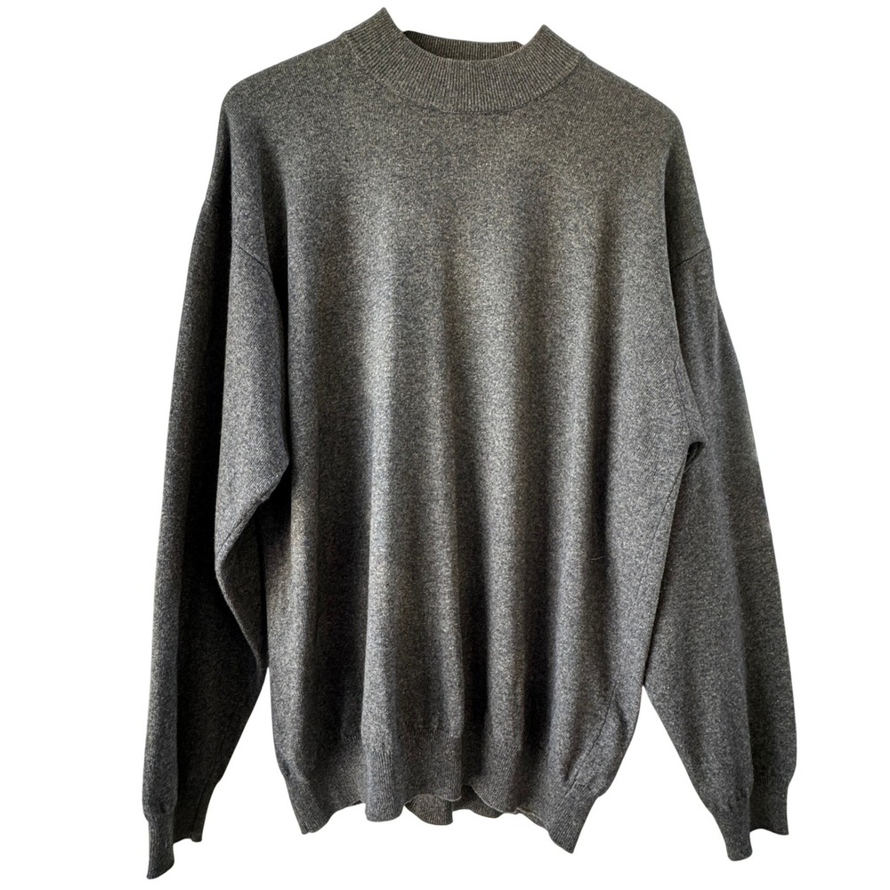 Raffi Cashmere Merino Wool Sweater Linea Uomo Mens L Gray Mock Neck Italian Made